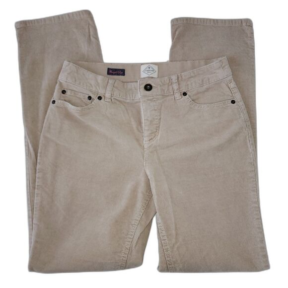 St John's Bay Women's Beige Straight Leg Corduroy Pants Sz 8 - Picture 1 of 6